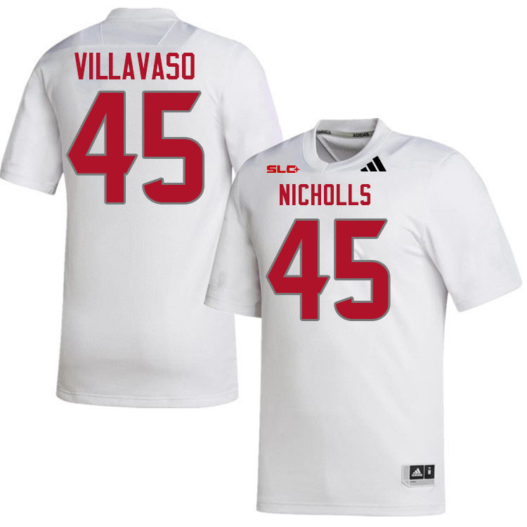 Nicholls Colonels #45 Alex Villavaso College Football Jerseys,Uniforms Stitched-White